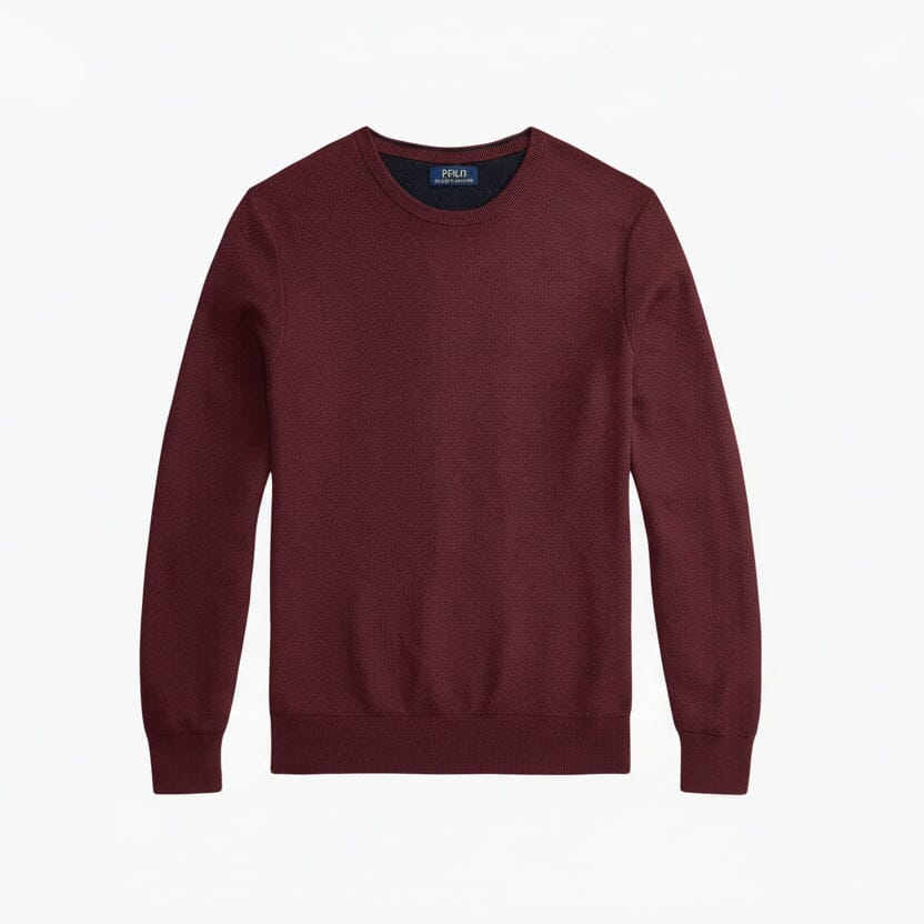 Mesh-Strick-Baumwollpullover mit Rundhalsausschnitt Stiladel