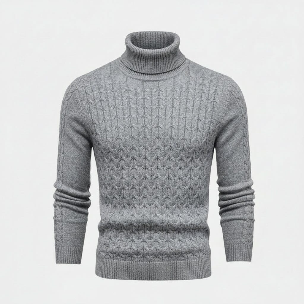 Rollkragenpullover aus Zopfmusterwolle Stiladel Grau S