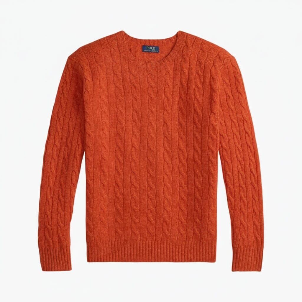 Zopfmusterpullover aus Wolle und Kaschmir Stiladel Orange S