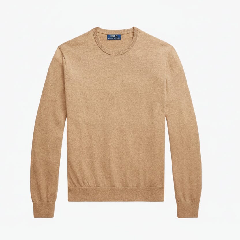 Baumwoll-Kaschmir-Pullover mit Rundhalsausschnitt Stiladel Karamell S 