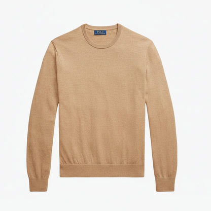 Baumwoll-Kaschmir-Pullover mit Rundhalsausschnitt Stiladel Karamell S 