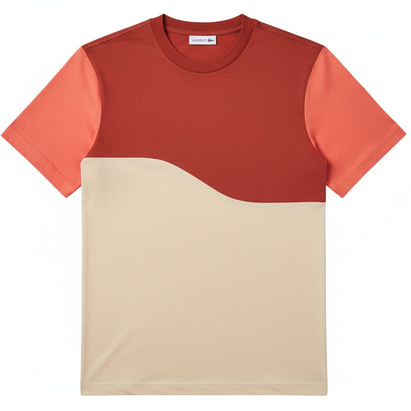 Baumwolljersey-Farbblock-T-Shirt Stiladel Weiß / Braun / Hellbraun S 