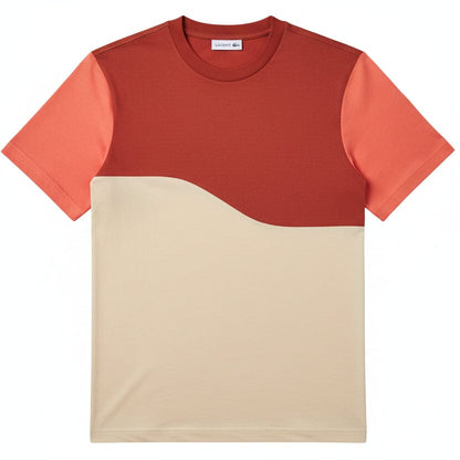 Baumwolljersey-Farbblock-T-Shirt Stiladel Weiß / Braun / Hellbraun S 