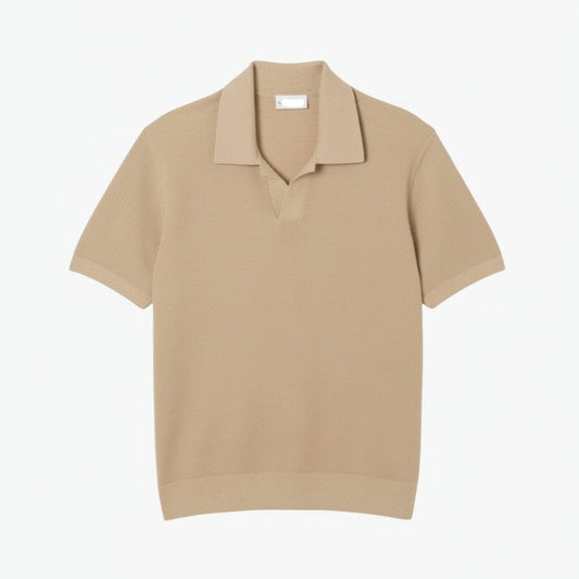 Baumwollmischung Pullover mit offenem Polokragen Stiladel Beige S 