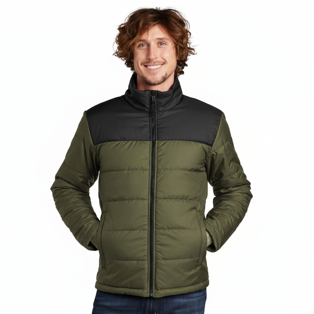 Brustlogo Alltags-Isolierjacke Stiladel Gebranntes Olivgrün S 