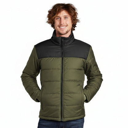 Brustlogo Alltags-Isolierjacke Stiladel Gebranntes Olivgrün S 