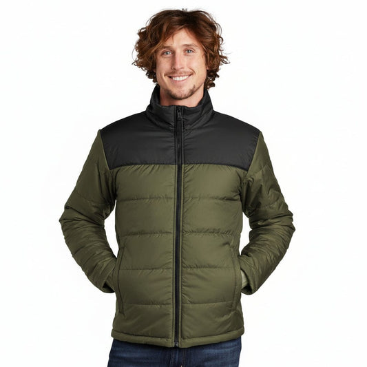 Brustlogo Alltags-Isolierjacke Stiladel Gebranntes Olivgrün S 