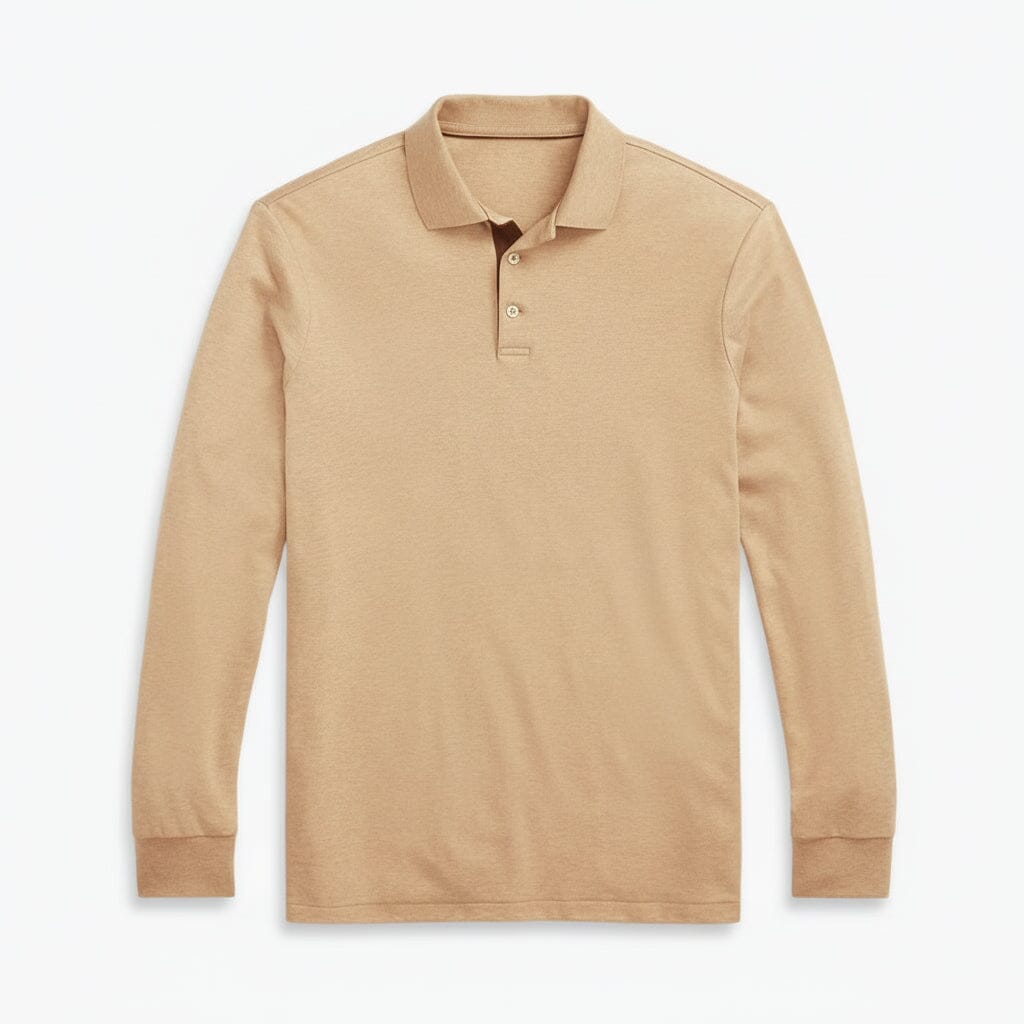 Classic Fit Poloshirt aus weicher Baumwolle Stiladel Klassisches Kamelgrau S 