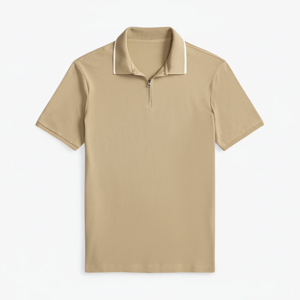 Classic Fit Stretch-Mesh-Poloshirt Stiladel Klassisches Khaki S 