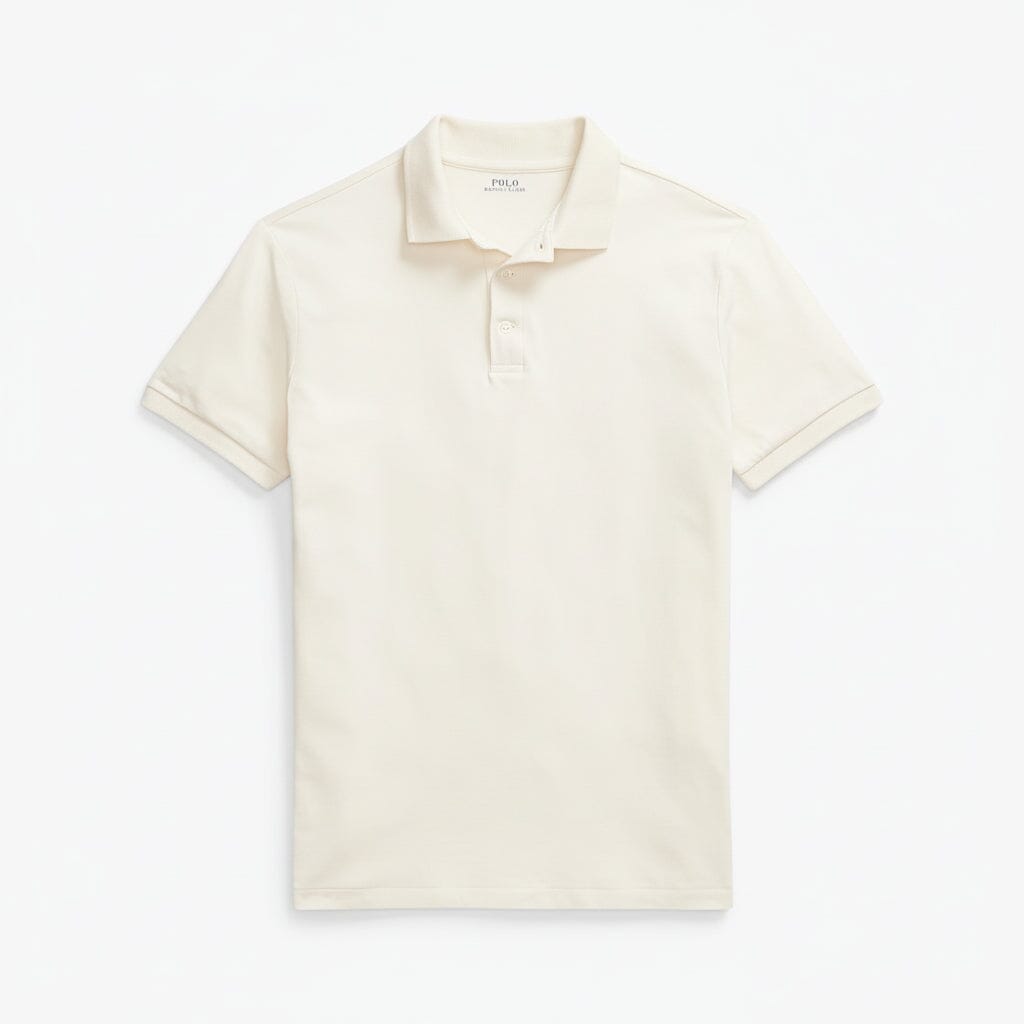 Custom Slim Fit Stretch-Mesh-Polohemd Stiladel Creme S 