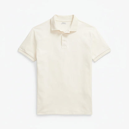 Custom Slim Fit Stretch-Mesh-Polohemd Stiladel Creme S 