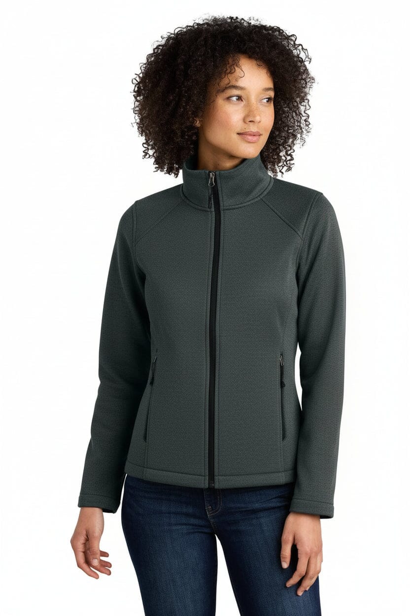 Damen-Softshelljacke mit Brustlogo und Ridgewall-Design Stiladel Dunkelgrau meliert S 