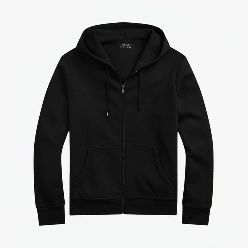 Doppelstrick-Kapuzenpullover mit durchgehendem Reißverschluss Stiladel Schwarz S 