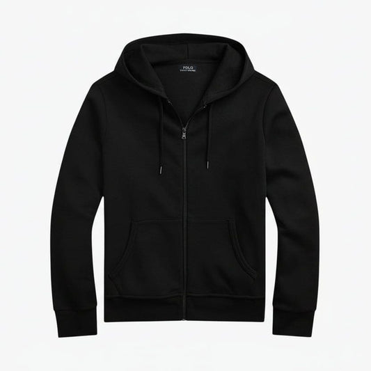 Doppelstrick-Kapuzenpullover mit durchgehendem Reißverschluss Stiladel Schwarz S 