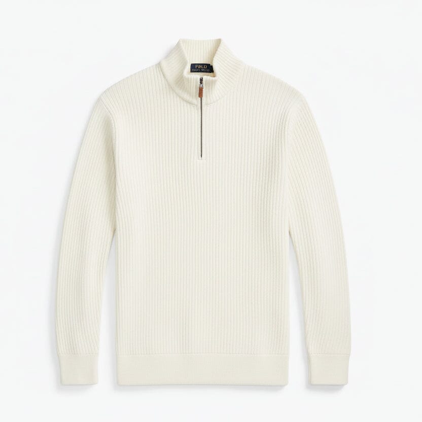 Estate-Rib Quarter-Zip Pullover Stiladel Pergamentcreme S 
