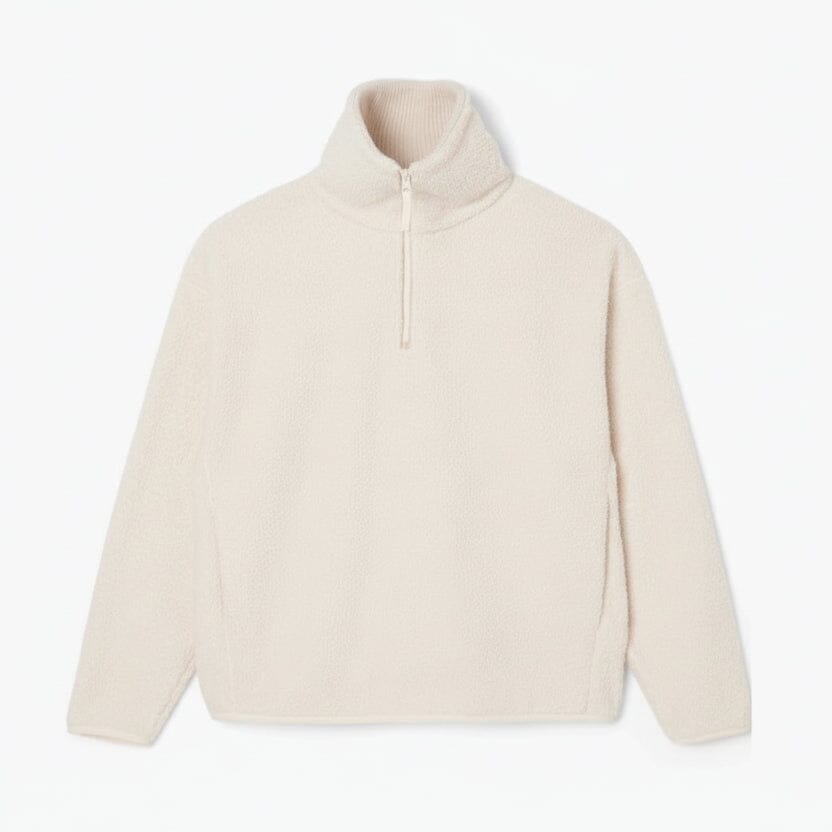 Fleece-Sweatshirt mit hohem Reißverschluss am Kragen Stiladel Weiß S 