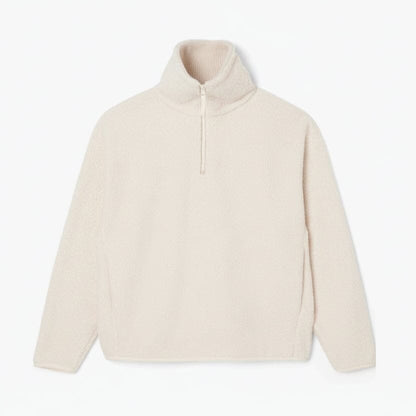 Fleece-Sweatshirt mit hohem Reißverschluss am Kragen Stiladel Weiß S 