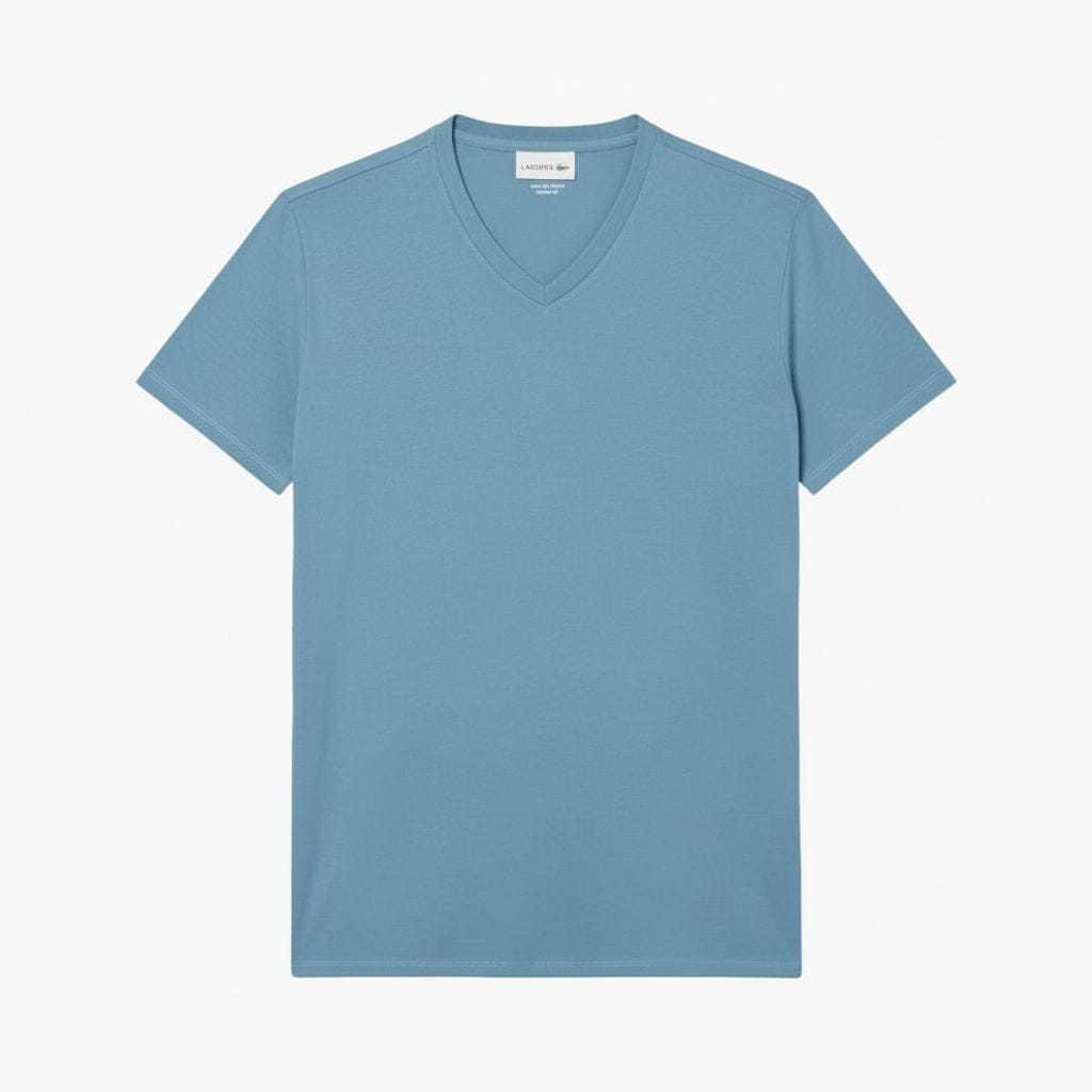 Leichtes Baumwoll-Pima-T-Shirt mit V-Ausschnitt Stiladel Blau S 