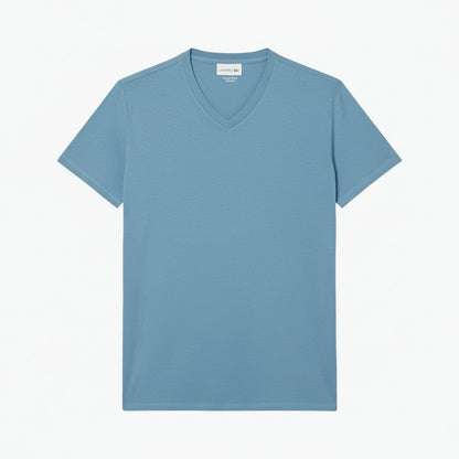 Leichtes Baumwoll-Pima-T-Shirt mit V-Ausschnitt Stiladel Blau S 