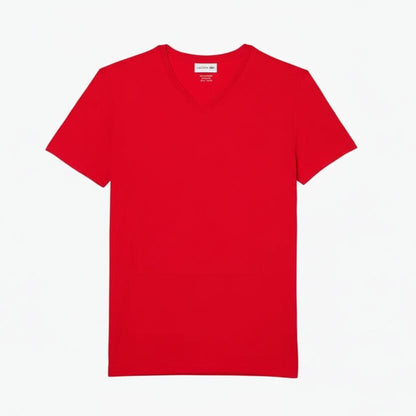 Leichtes Baumwoll-Pima-T-Shirt mit V-Ausschnitt Stiladel Rouge S 