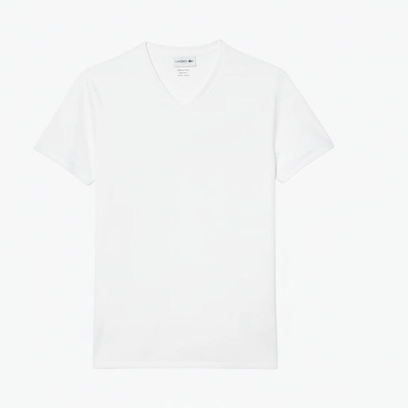 Leichtes Baumwoll-Pima-T-Shirt mit V-Ausschnitt Stiladel Weiß S 