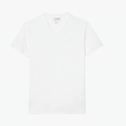 Leichtes Baumwoll-Pima-T-Shirt mit V-Ausschnitt Stiladel Weiß S 