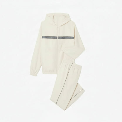 Logo Stripe Tennis-Trainingsanzug Stiladel Weiß S 