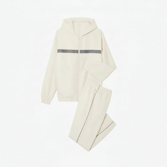 Logo Stripe Tennis-Trainingsanzug Stiladel Weiß S 