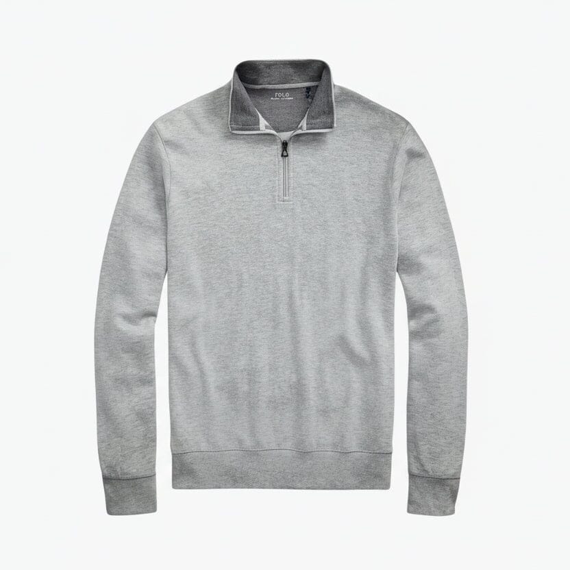 Luxus-Jersey-Pullover mit Viertelreißverschluss Stiladel Hellgrau meliert S 