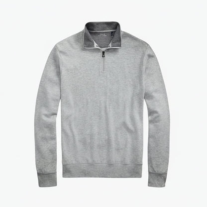 Luxus-Jersey-Pullover mit Viertelreißverschluss Stiladel Hellgrau meliert S 