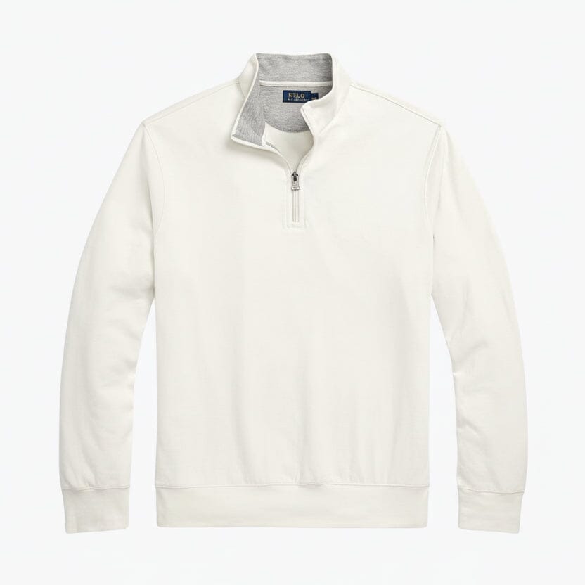 Luxus-Jersey-Pullover mit Viertelreißverschluss Stiladel Pergamentcreme S 