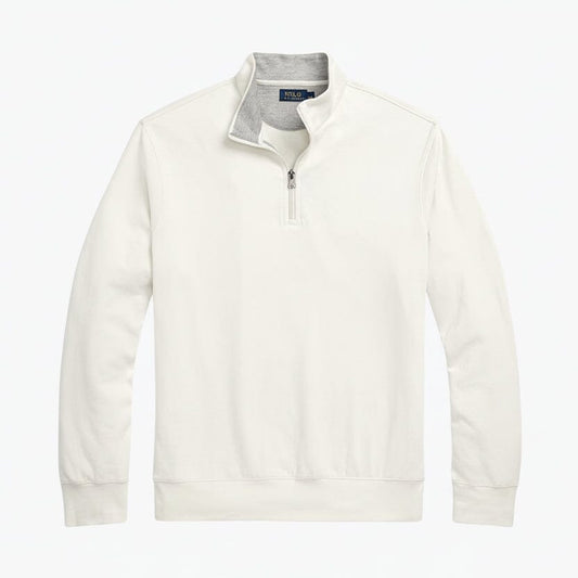 Luxus-Jersey-Pullover mit Viertelreißverschluss Stiladel Pergamentcreme S 