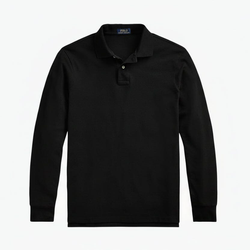 Mesh Langarm-Poloshirt Stiladel Polo Black S 