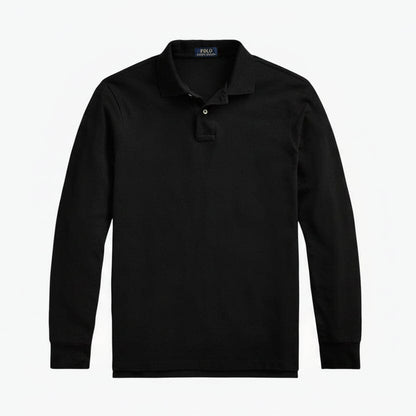 Mesh Langarm-Poloshirt Stiladel Polo Black S 