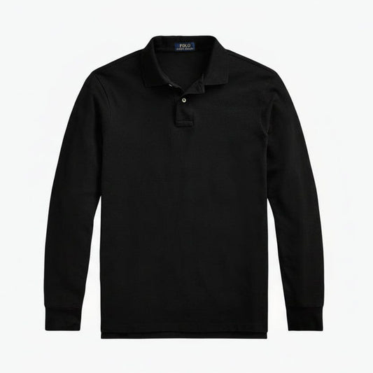 Mesh Langarm-Poloshirt Stiladel Polo Black S 