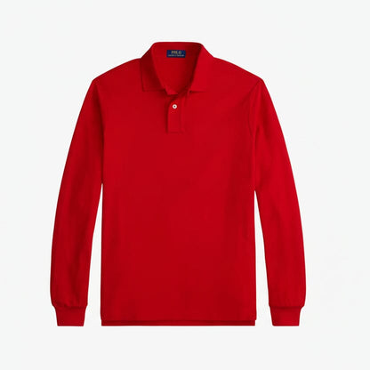 Mesh Langarm-Poloshirt Stiladel Rot S 