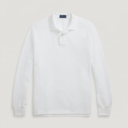 Mesh Langarm-Poloshirt Stiladel Weiß S 