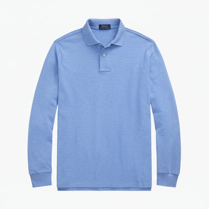 Mesh Langarm-Poloshirt Stiladel Zartes Königsblau-Heather S 