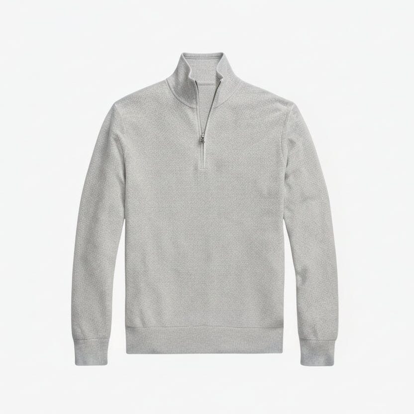 Mesh-Strickpullover aus Baumwolle mit Viertelreißverschluss Stiladel Grau S 