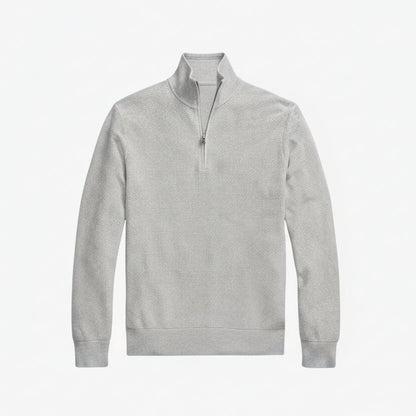 Mesh-Strickpullover aus Baumwolle mit Viertelreißverschluss Stiladel Grau S 