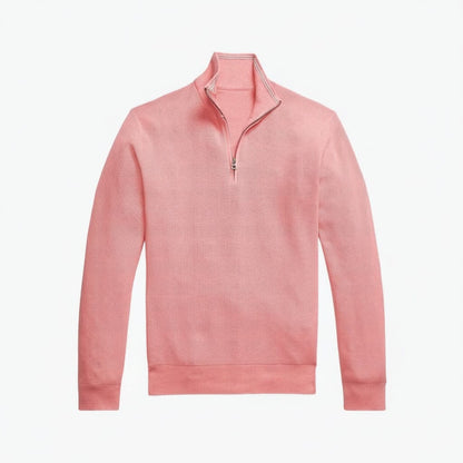 Mesh-Strickpullover aus Baumwolle mit Viertelreißverschluss Stiladel Rose S 