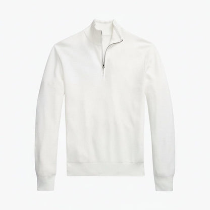 Mesh-Strickpullover aus Baumwolle mit Viertelreißverschluss Stiladel Weiß S 