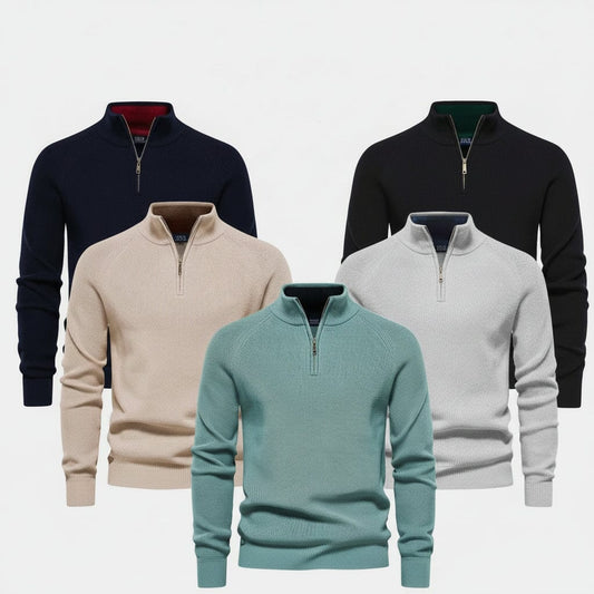 Raffinierter Rippstrick-Pullover mit Reißverschluss Stiladel 