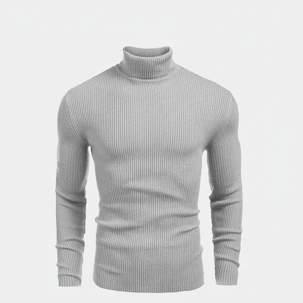 Rollkragenpullover aus Zopfmuster aus Wolle Stiladel Grau S 