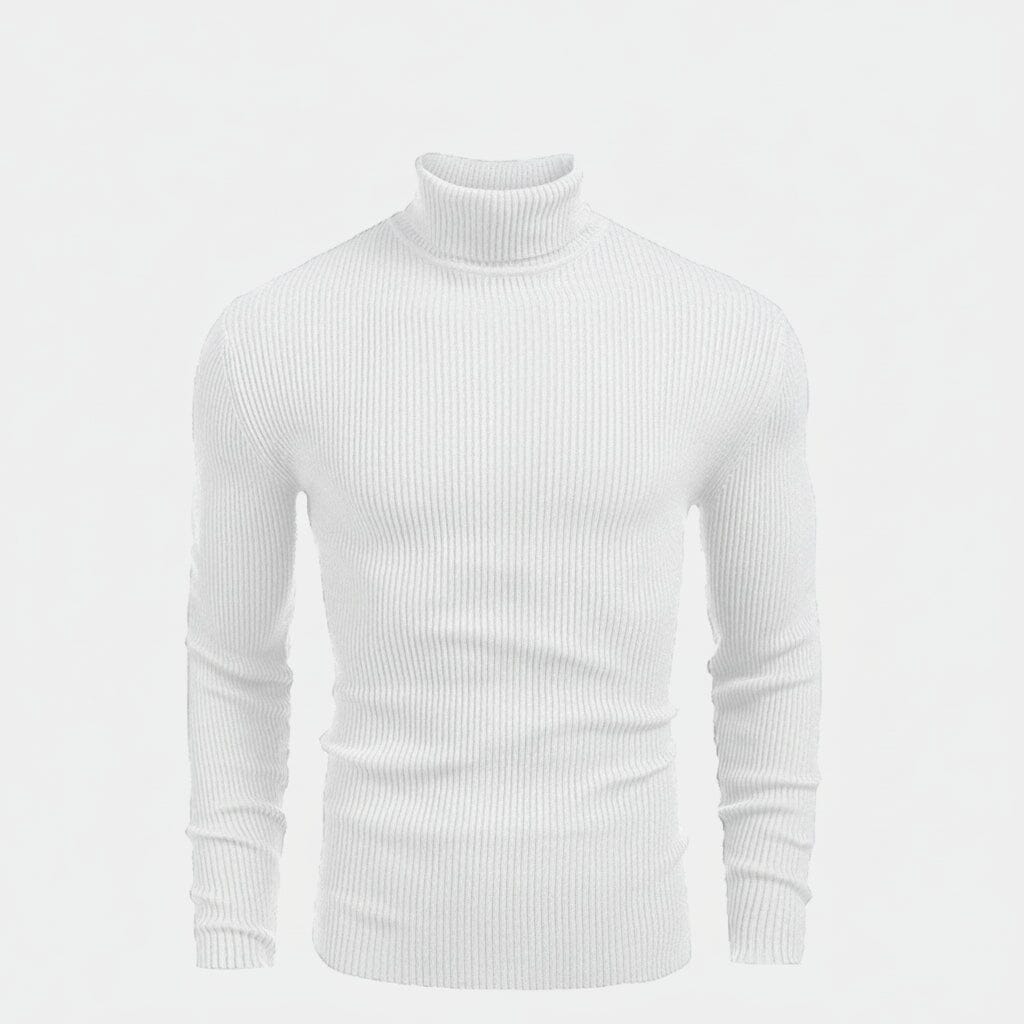 Rollkragenpullover aus Zopfmuster aus Wolle Stiladel Weiß S 