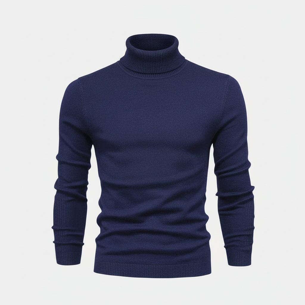 Rollkragenpullover aus Zopfmusterwolle Stiladel Blau S 