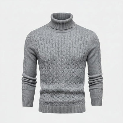 Rollkragenpullover aus Zopfmusterwolle Stiladel Grau S 