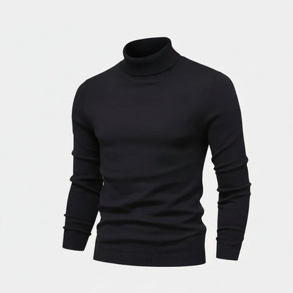 Rollkragenpullover aus Zopfmusterwolle Stiladel Schwarz S 