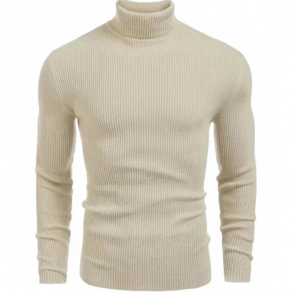 Rollkragenpullover, klassischer Strickpullover Stiladel Beige S 