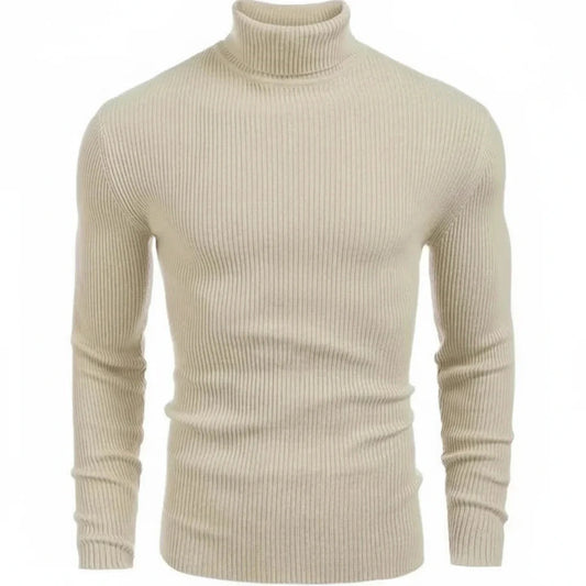 Rollkragenpullover, klassischer Strickpullover Stiladel Beige S 
